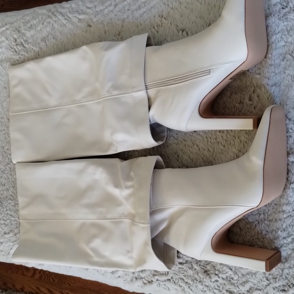 Lulus Chic Cream Heeled Boots for Women - Picture 5 of 13